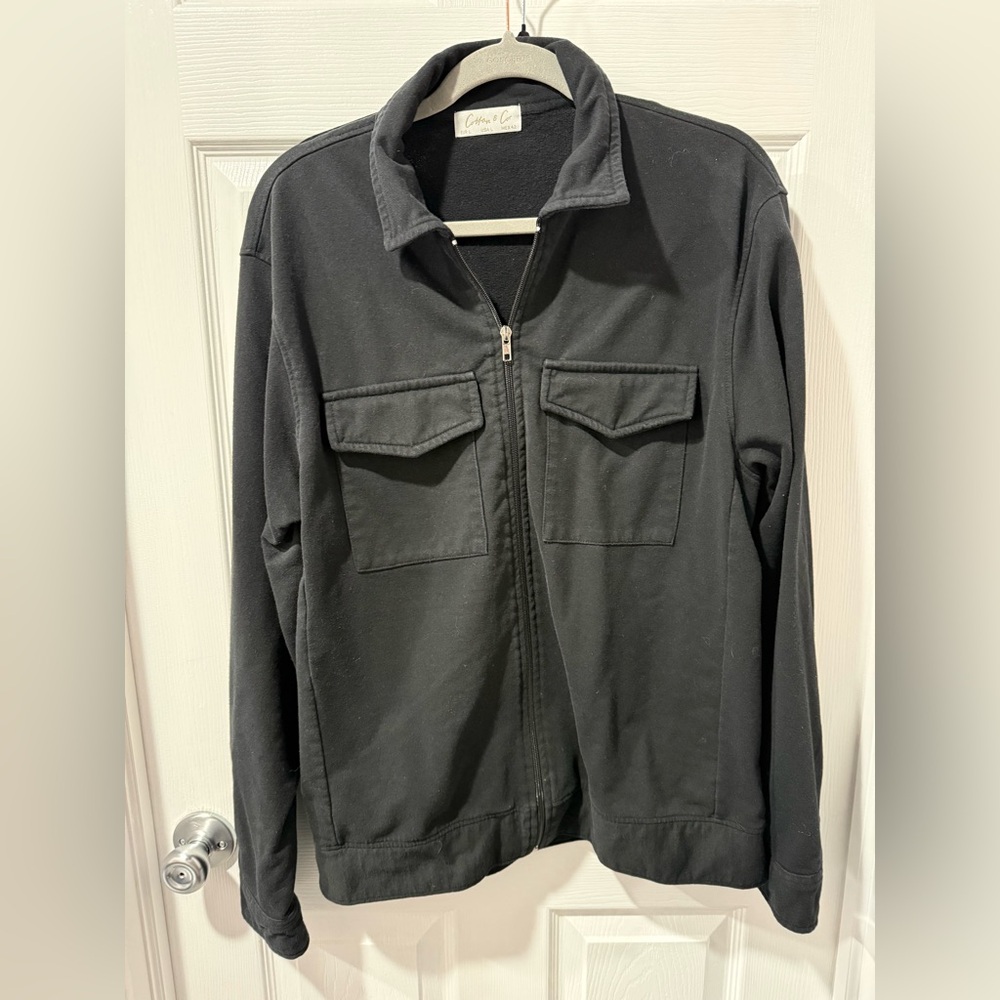 Women’s Cotton & Co Black Lightweight Zip-Up Shirt Jacket